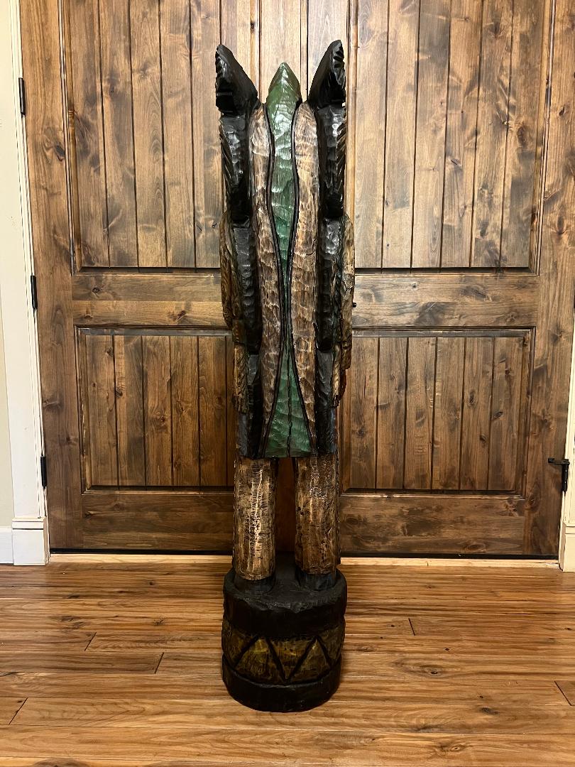 Vintage Ralph Gallagher 5 Ft Cigar Store Indian Carved Wooden Statue
