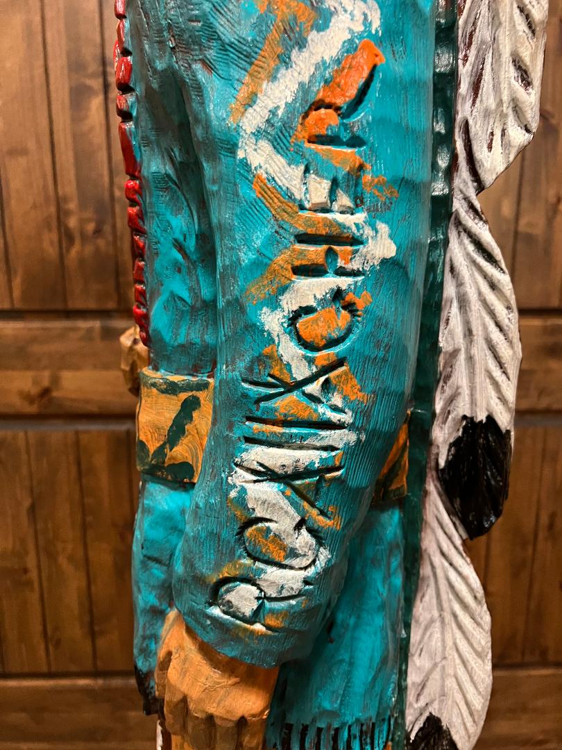 Vintage Ralph Gallagher 6 ft Cigar Store Indian carved wooden statue Thunderbird