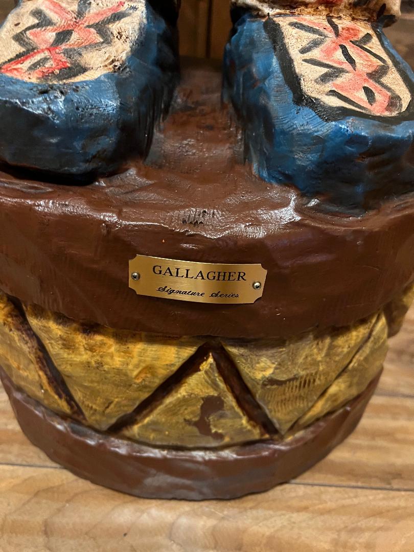 Vintage Ralph Gallagher Signature Series 6 ft Cigar Store Indian carved wooden statue