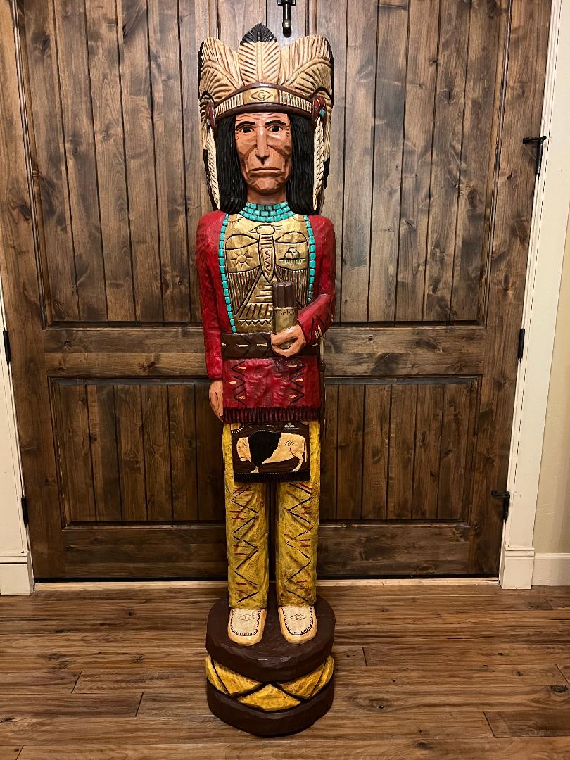 Custom Frank Gallagher 6 Ft Cigar Store Indian Carved Wooden Statue Diamond G Ranch