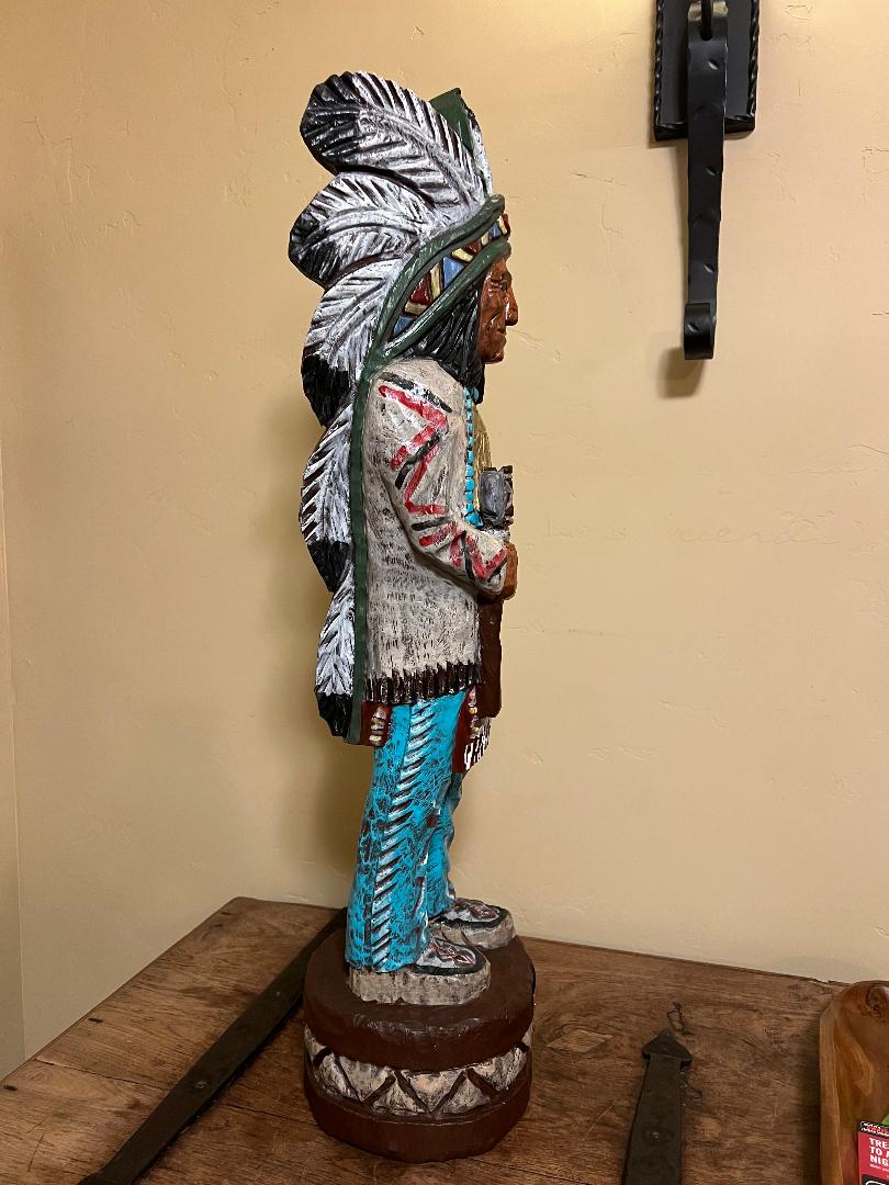 Vintage Ralph Gallagher 3 ft Cigar Store Indian Signature Series Edition Tomahawk