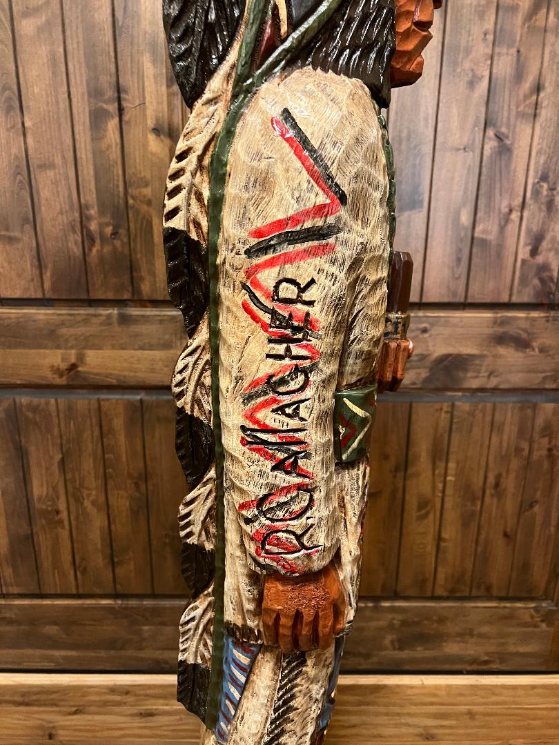 Vintage Ralph Gallagher 6 ft Cigar Store Indian carved wooden statue