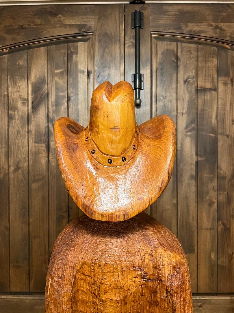Cowboy Carved Wood Statue 6' 4" by Artist Ray Kawalski Gun Slinger Outlaw