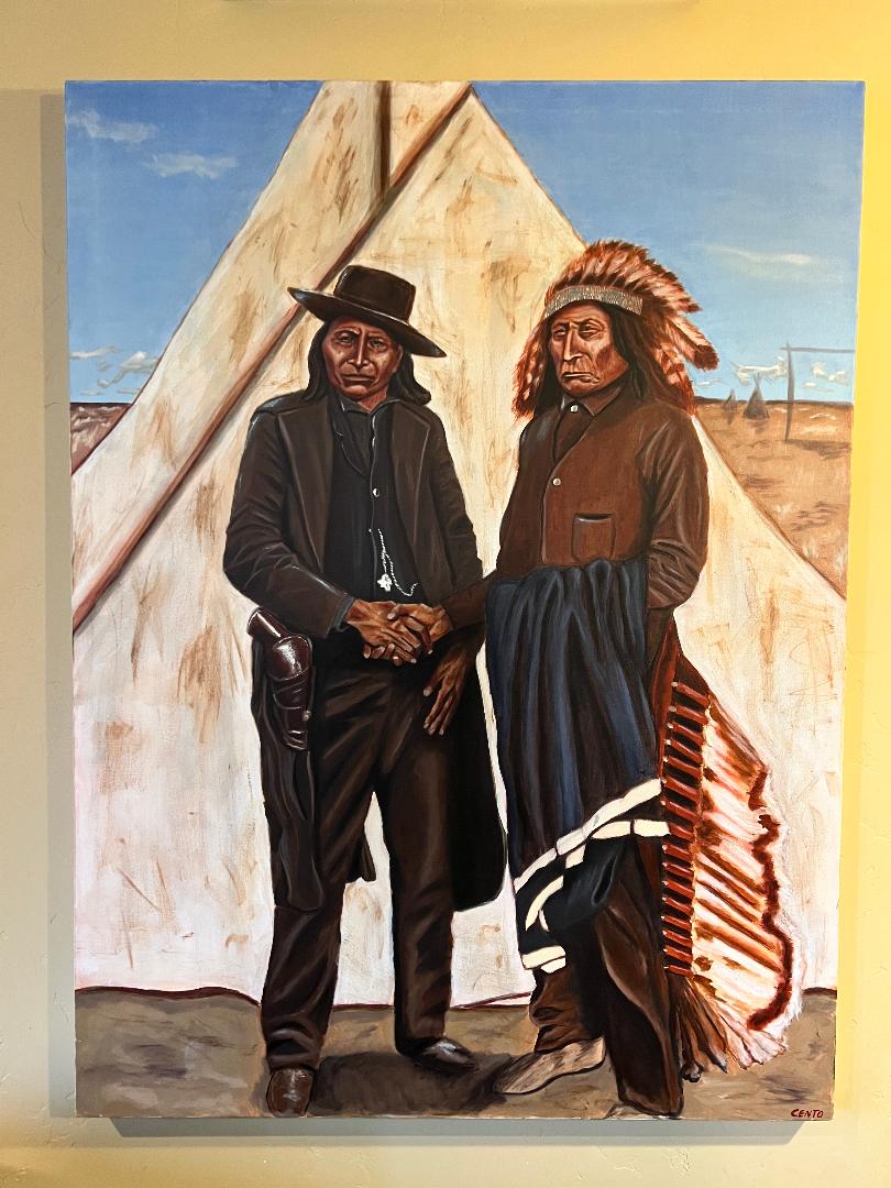 Red Cloud and American Horse 36" x 48" Native American Oil on Canvas Painting by Julian Centofante