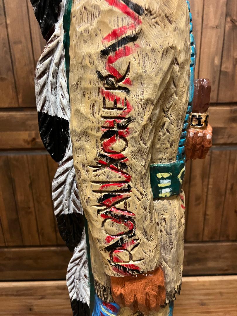 Vintage Ralph Gallagher Signature Series 6 ft Cigar Store Indian carved wooden statue