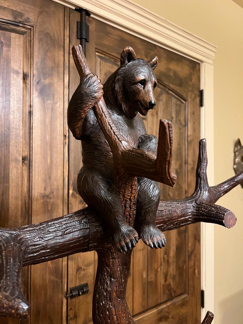 Black Forest Bear & Cub Hall Tree Stand 79" Tall Coat Umbrella Cane