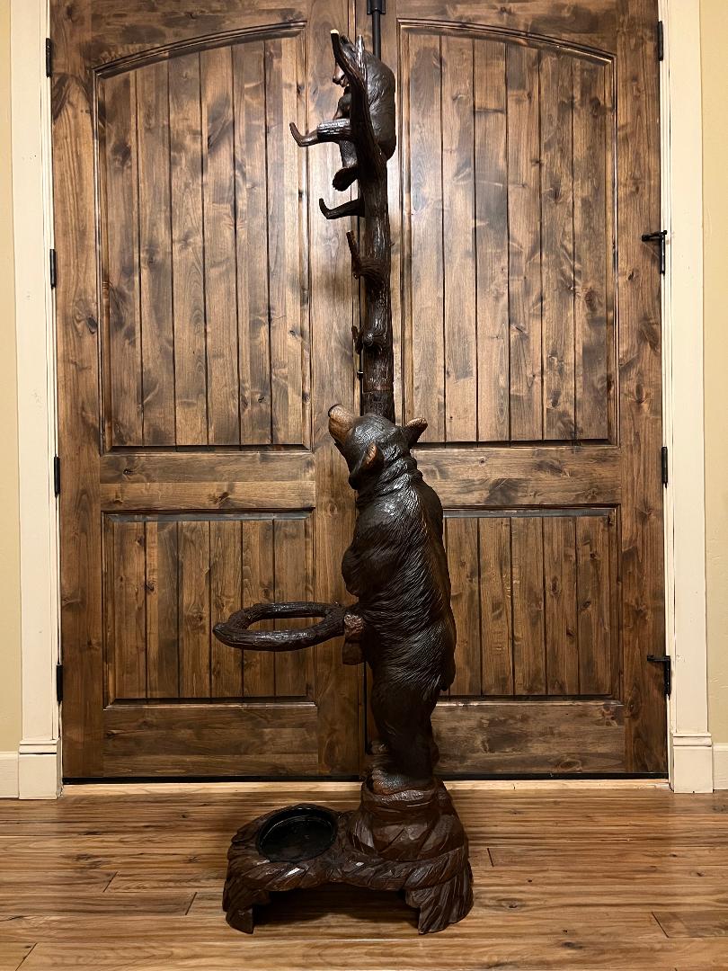 Black Forest Bear & Cub Hall Tree Stand 79" Tall Coat Umbrella Cane