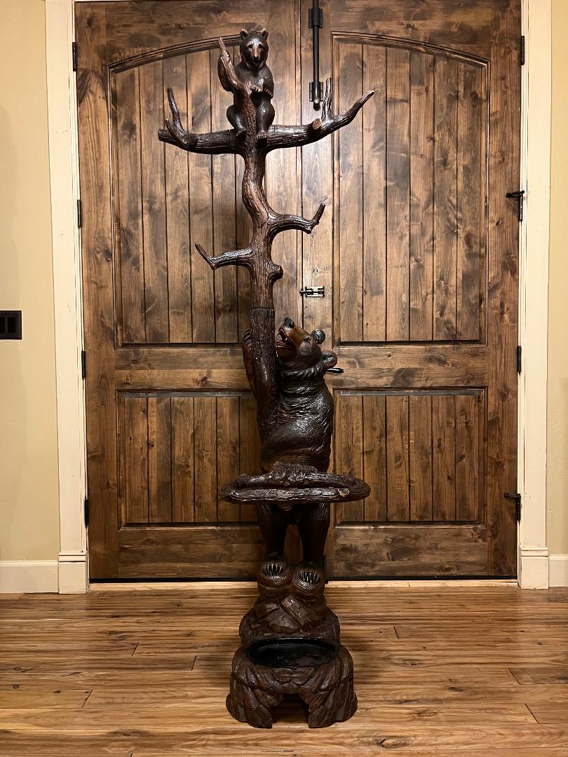 Black Forest Bear & Cub Hall Tree Stand 79" Tall Coat Umbrella Cane