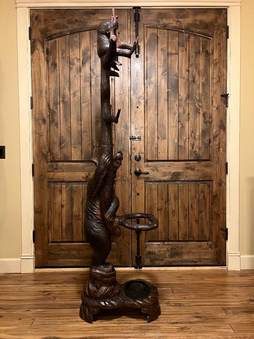 Black Forest Bear & Cub Hall Tree Stand 79" Tall Coat Umbrella Cane